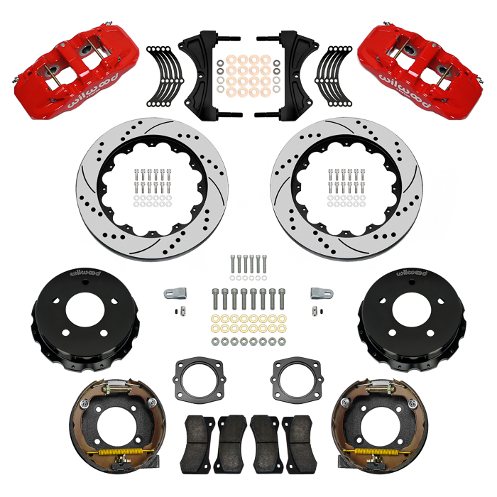 Wilwood 140-10941-R Wilwood AERO4 Rear P-Brake Kit 14.00in Red Chevy C-10 2.42 Offset 5-lug main image 0